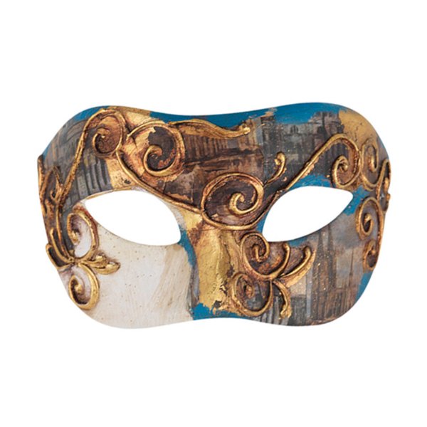 Αποκριάτικη Μάσκα Paper Mache Ματιών Γαλάζια